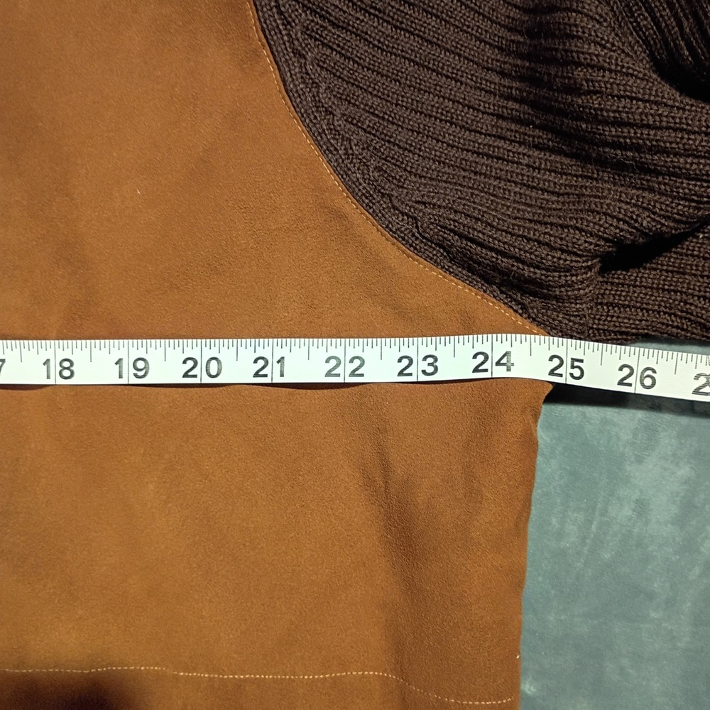 Jaclyn Smith Classic Plus Brown Faux Suede Front Zip Wool Blend Sweater 1X - Picture 3 of 8